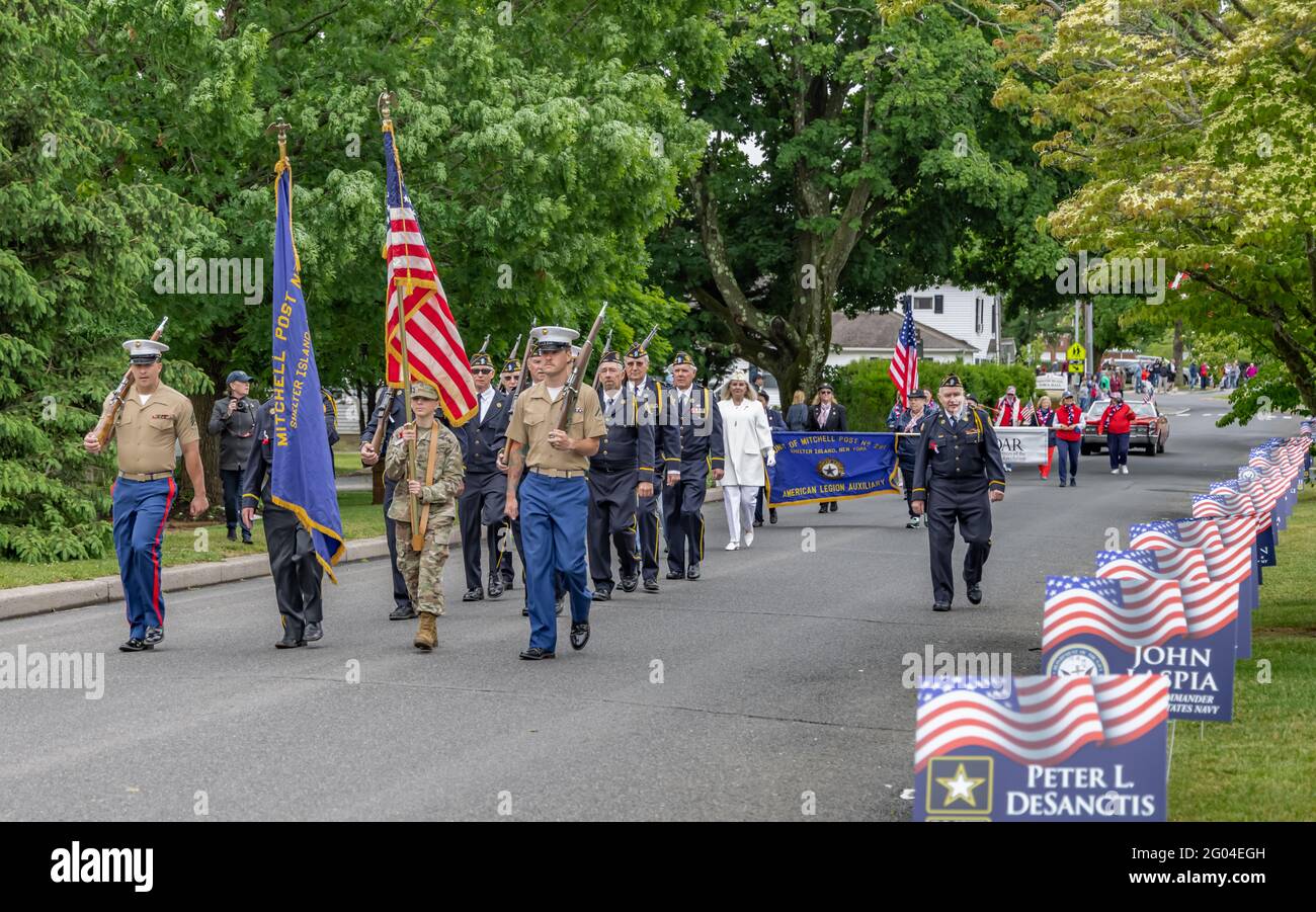 Shelter Island Memorial Day Parade, Shelter Island, NY Foto Stock