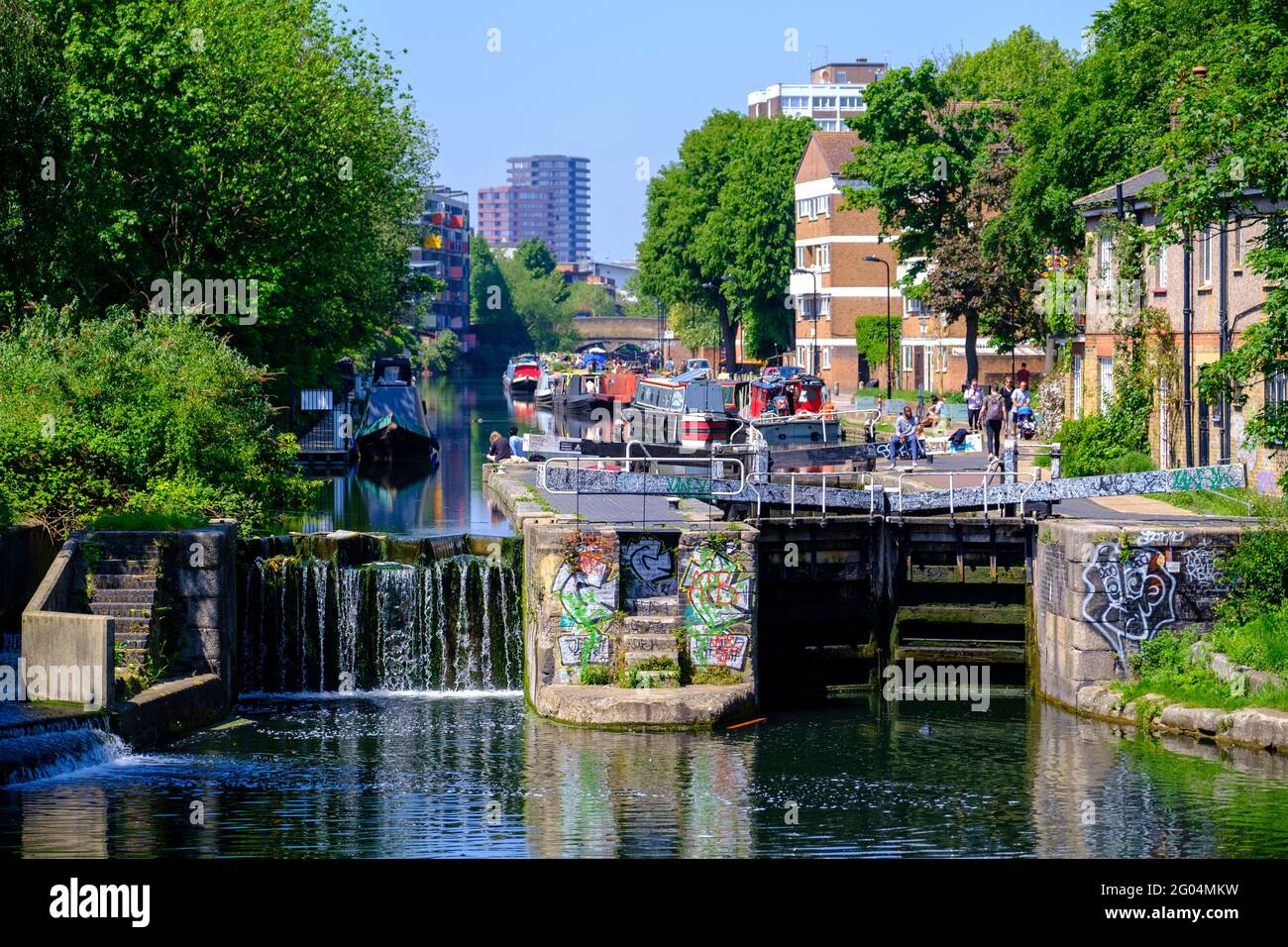 Regents Canal, Hackney, Londra, Regno Unito Foto Stock