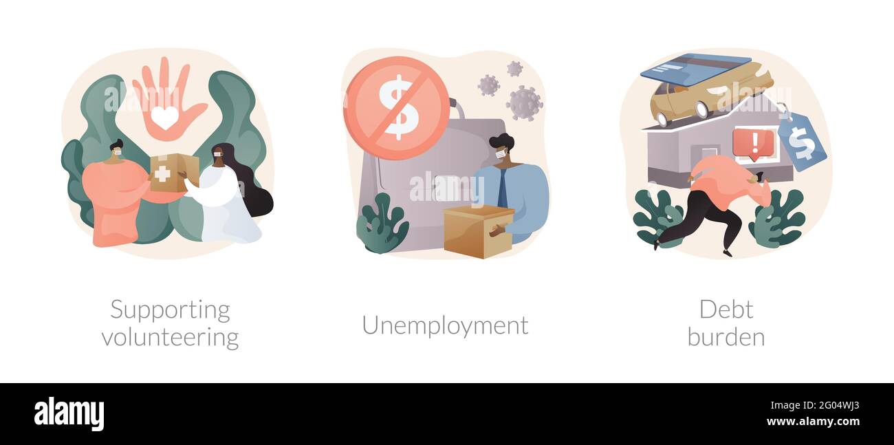 Illustrazioni vettoriali astratte di concetto di impatto socioeconomico dell'epidemia. Illustrazione Vettoriale