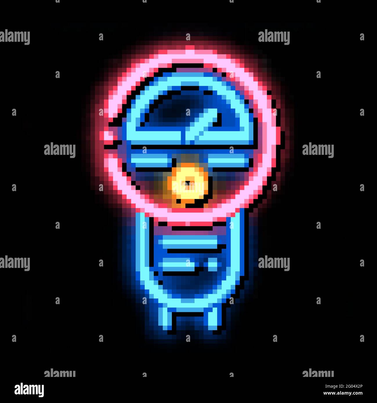 Illustrazione dell'icona di preriscaldamento del neon del parking meter Illustrazione Vettoriale