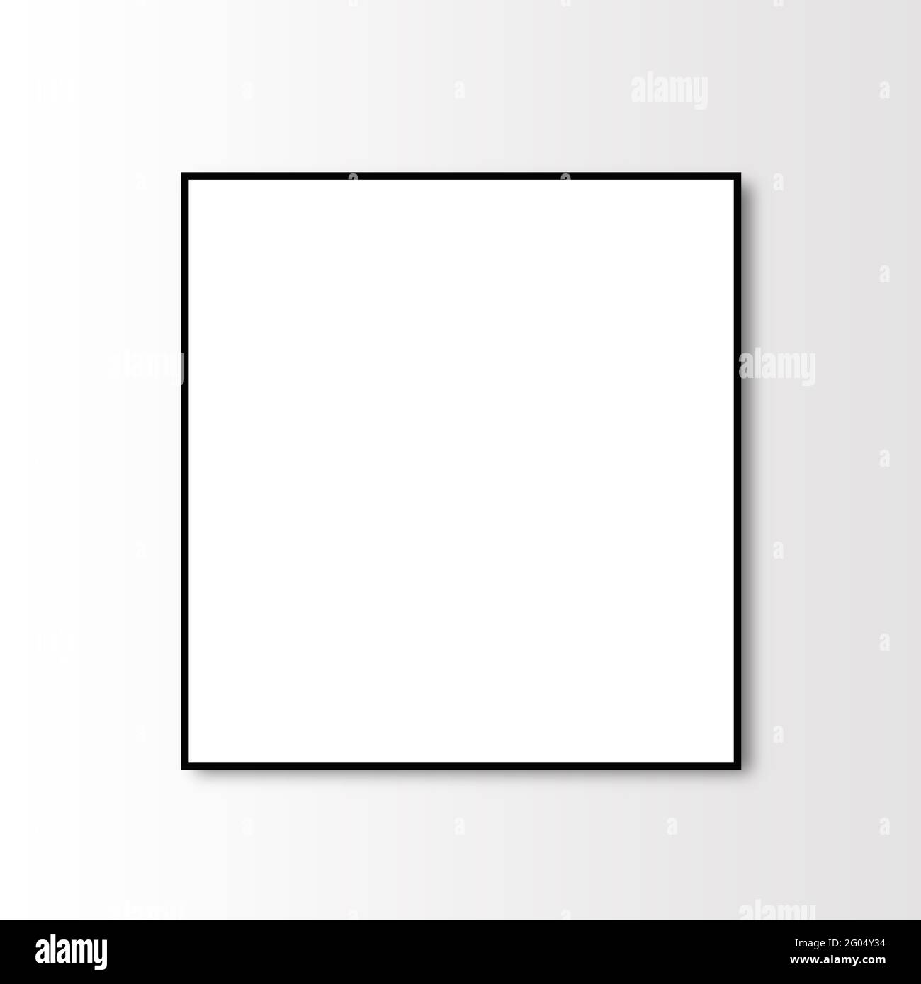 Semplice cornice quadrata con bordi neri. Bianco quadrato perfetto per fotografare, dipingere e mockup di opere d'arte da parete, 1 cornice quadrata. Visualizzazione 3D Foto Stock