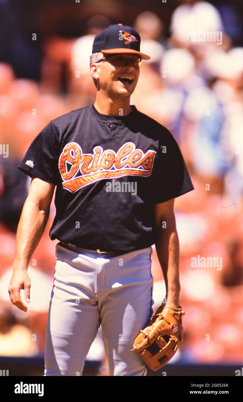 Baltimore Orioles giocatore di baseball Cal Ripken Jr. Ridere -- Please credito fotografo Kirk Schlea Foto Stock