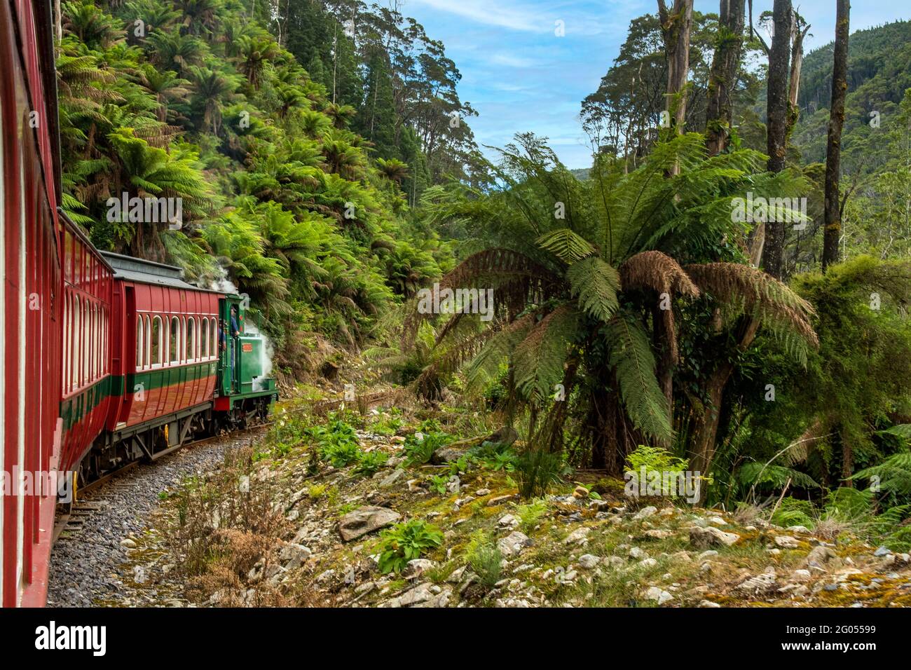 West Coast Wilderness Railway, Tasmania, Australia Foto Stock