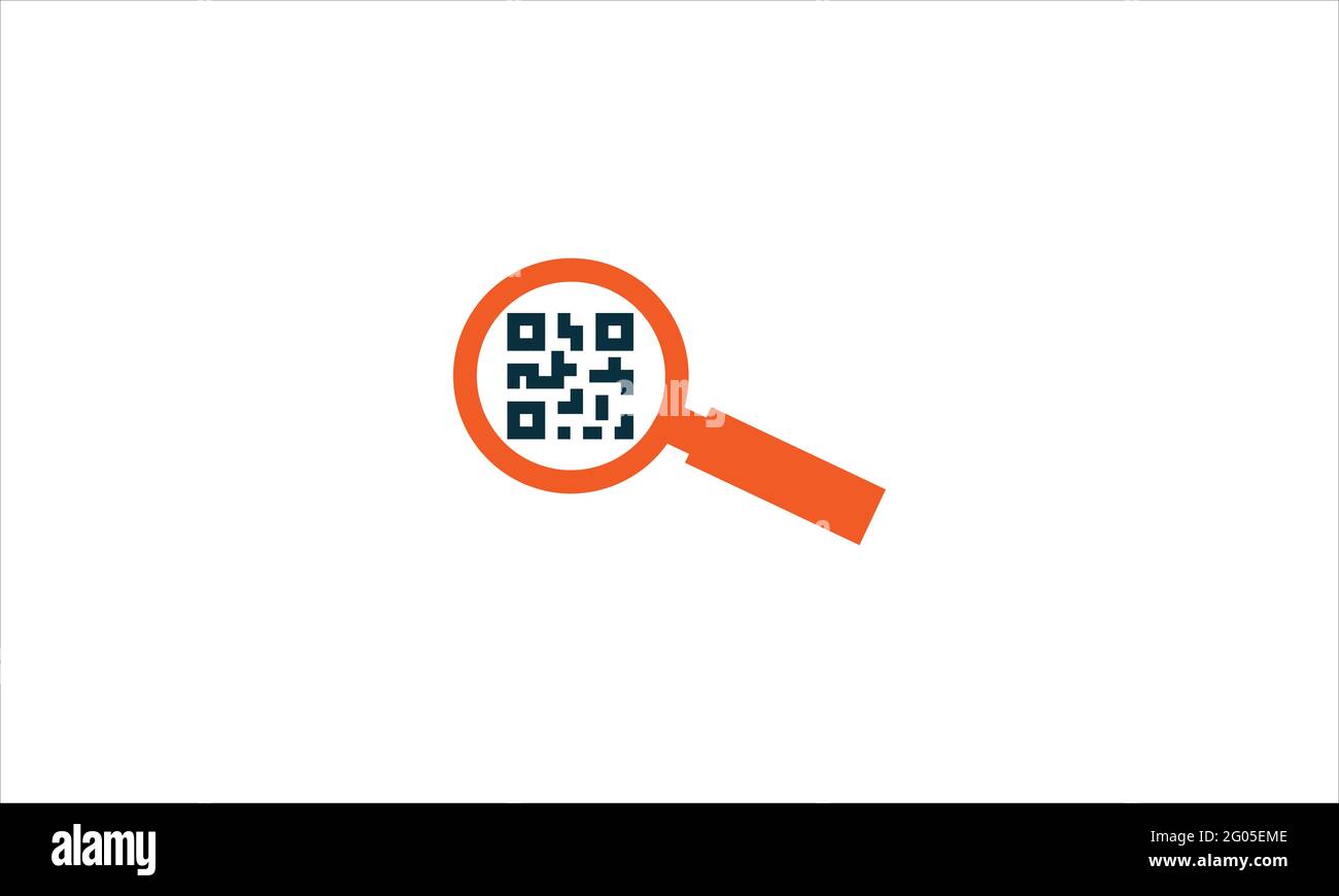 Icona codice QR lente di ingrandimento Logo disegno vettoriale Illustrazione Vettoriale