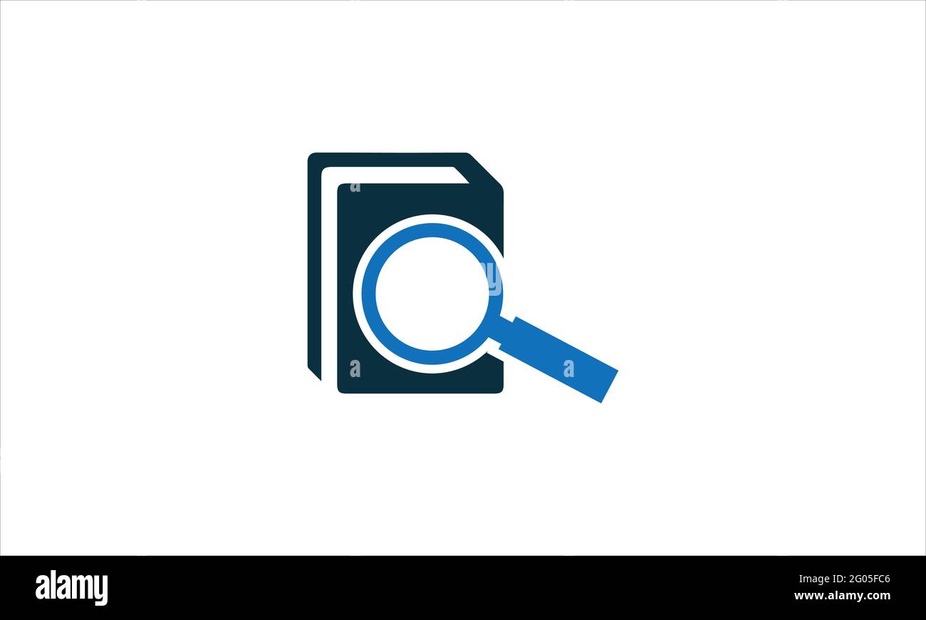 Libro con icona di ingrandimento Logo disegno vettoriale illustrazione simbolo di disegno Illustrazione Vettoriale