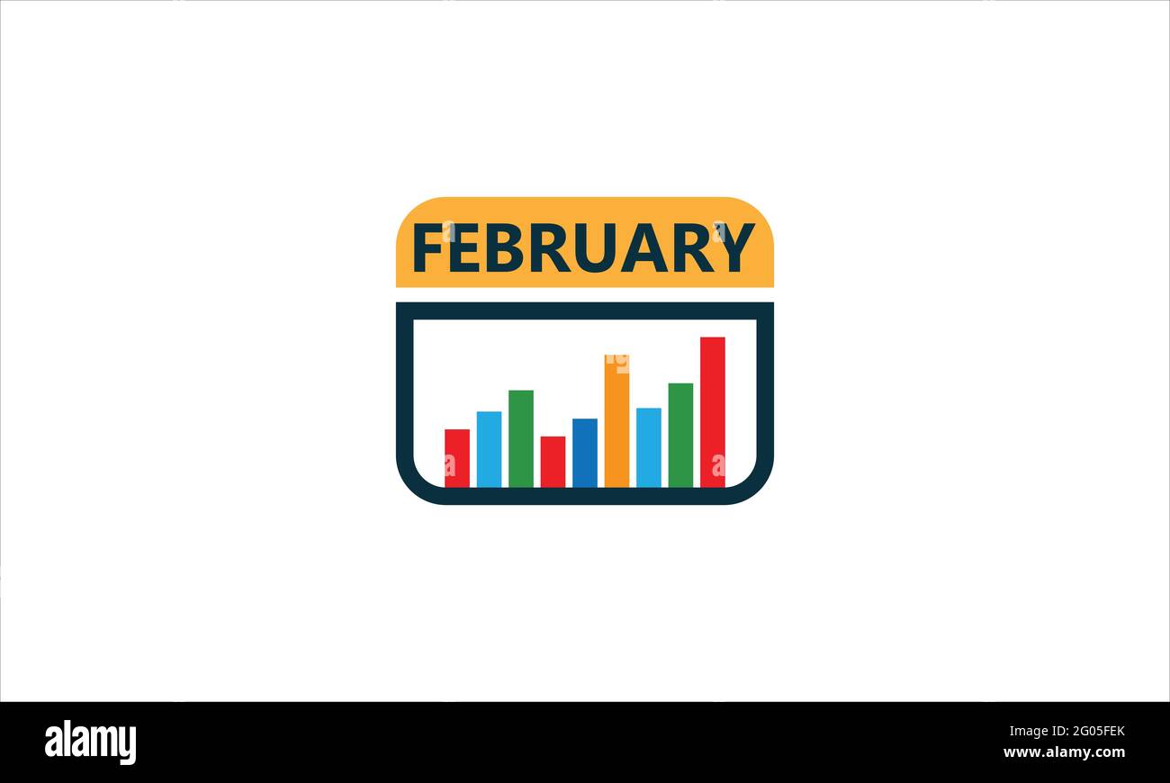 Feb Graph Calendar icona Logo disegno modello vettoriale Illustrazione Vettoriale