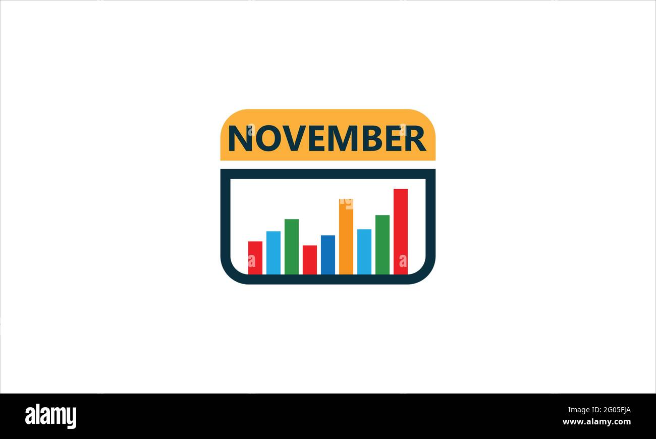 Novembre business grafico a barre grafico Calendario Logo icona Design vettoriale modello Illustrazione Vettoriale