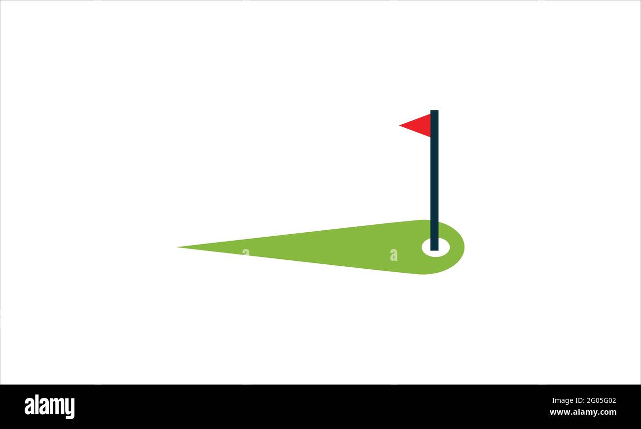 Luogo di golf posizione icona bandiera di golf simbolo di disegno vettoriale Illustrazione Vettoriale