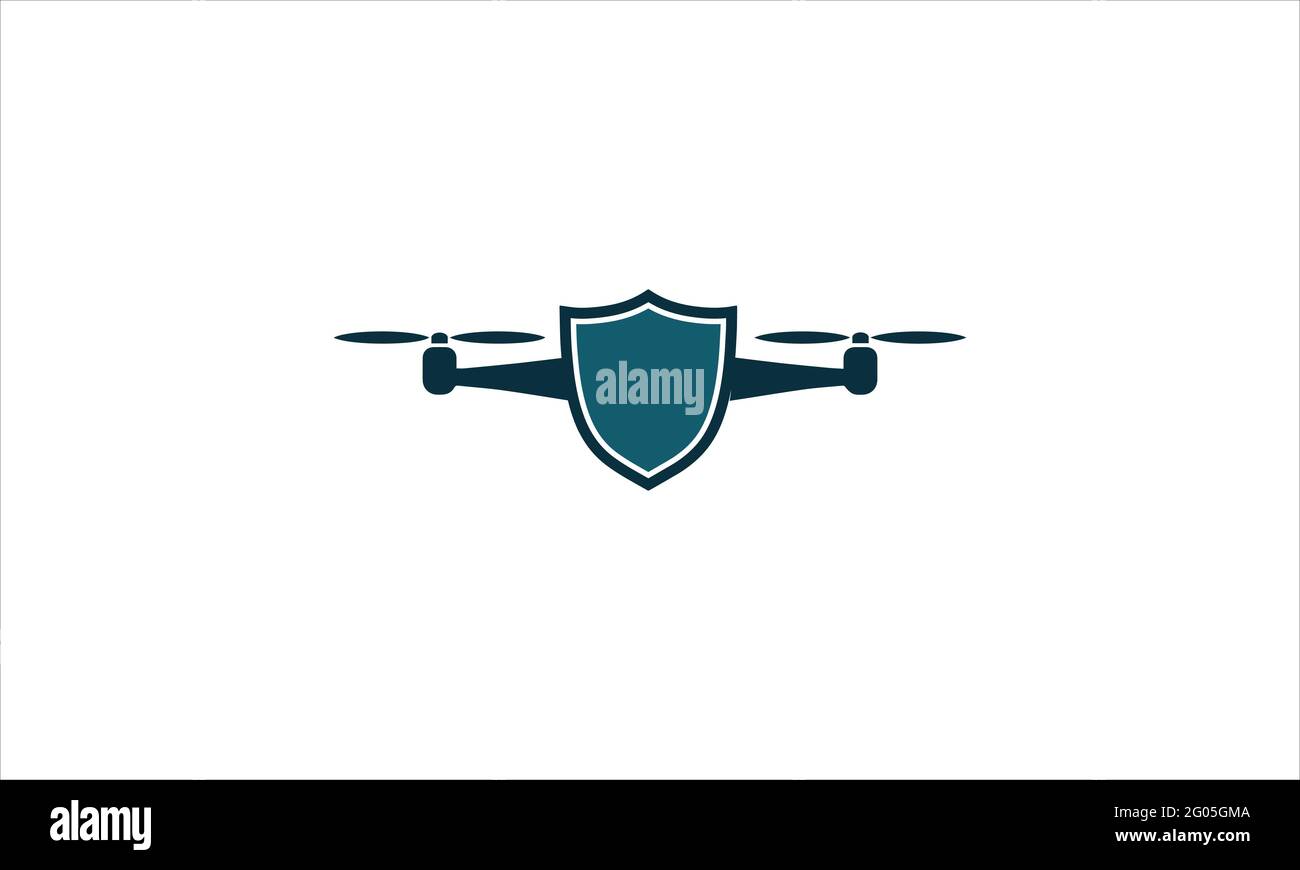 Modello vettoriale di illustrazione del modello del logo del drone Shield Illustrazione Vettoriale