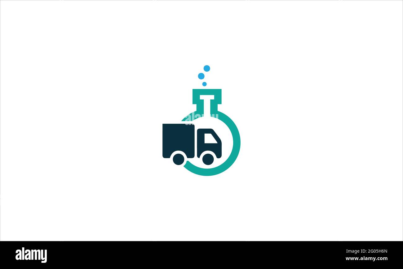 Lab Flask Delivery Truck Lab icona Logo Design Element Vector modello Illustrazione Vettoriale