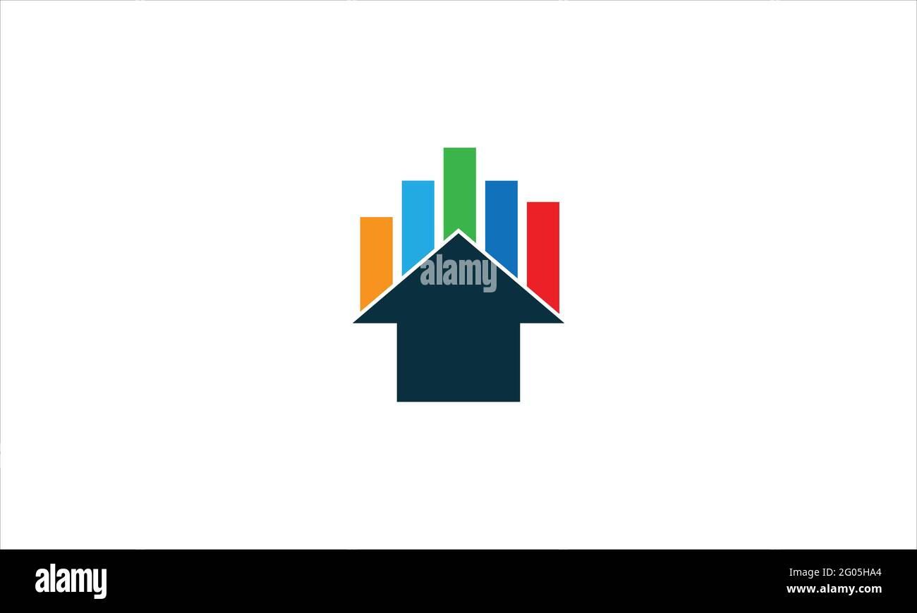 Illustrazione vettoriale del modello di disegno del logo delle statistiche della Business House Illustrazione Vettoriale