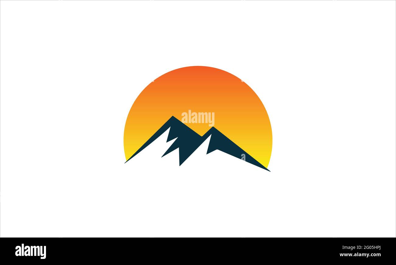 Immagine grafica vettoriale del modello di logo dell'icona del sole di High Mountain Illustrazione Vettoriale