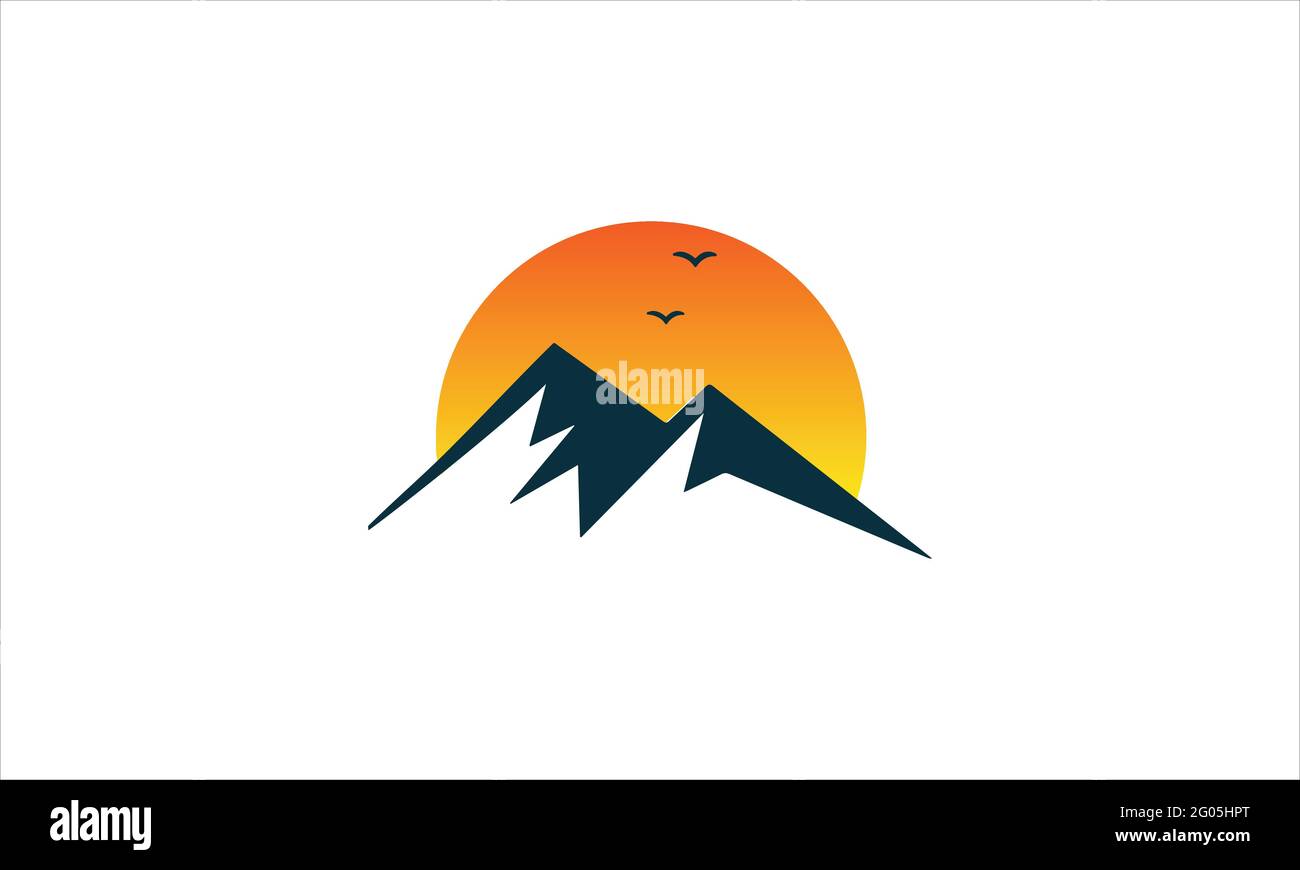 Icona High Mountain Logo Business Template illustrazione del design vettoriale Illustrazione Vettoriale