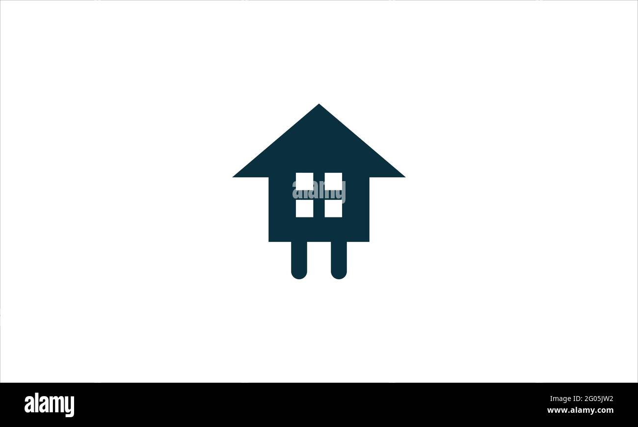 Logo dell'icona della casa in un modello vettoriale dal design piatto minimo illustrazione Illustrazione Vettoriale