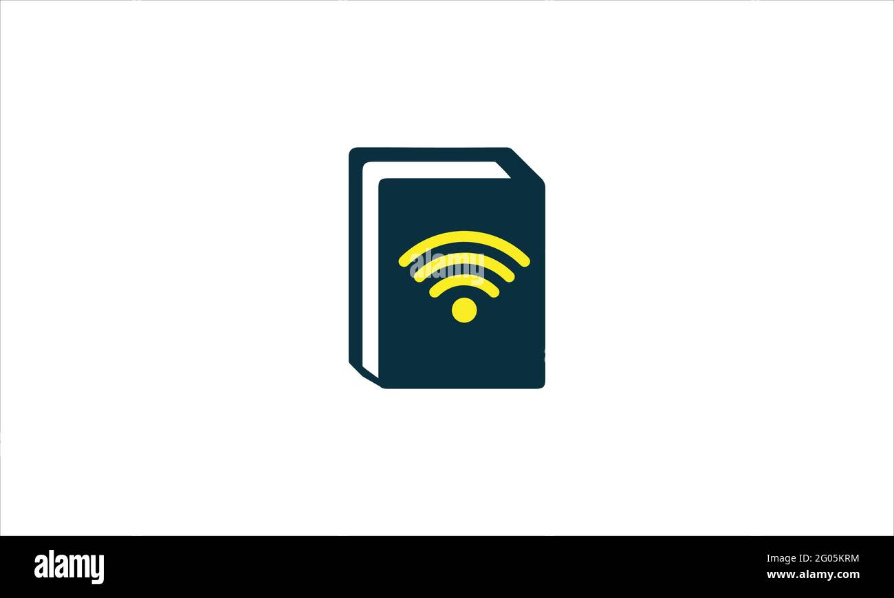 Icona del libro documenti Wi-Fi modello vettoriale simbolo illustrazione del logo Illustrazione Vettoriale