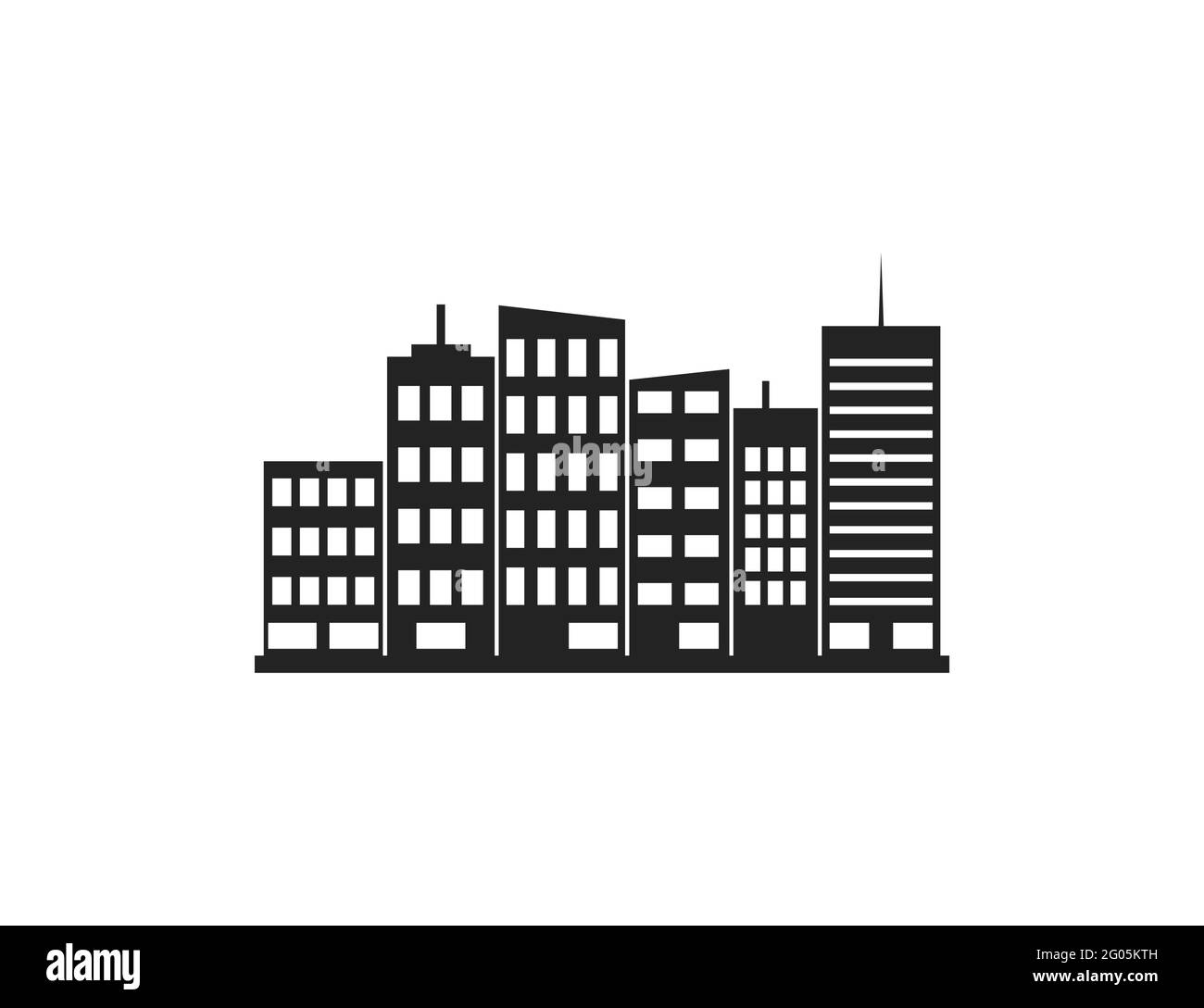 Città, paesaggio, icona della vista piatta. Illustrazione vettoriale. Illustrazione Vettoriale