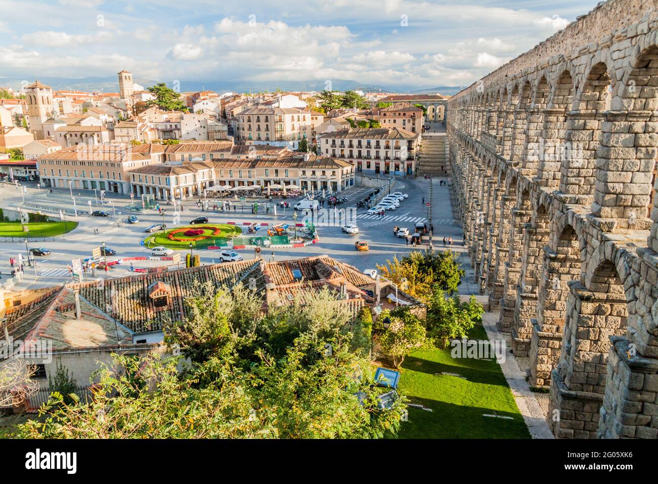 SEGOVIA, SPAGNA - 20 OTTOBRE 2017: Veduta dell'Acquedotto romano a Segovia, Spagna Foto Stock