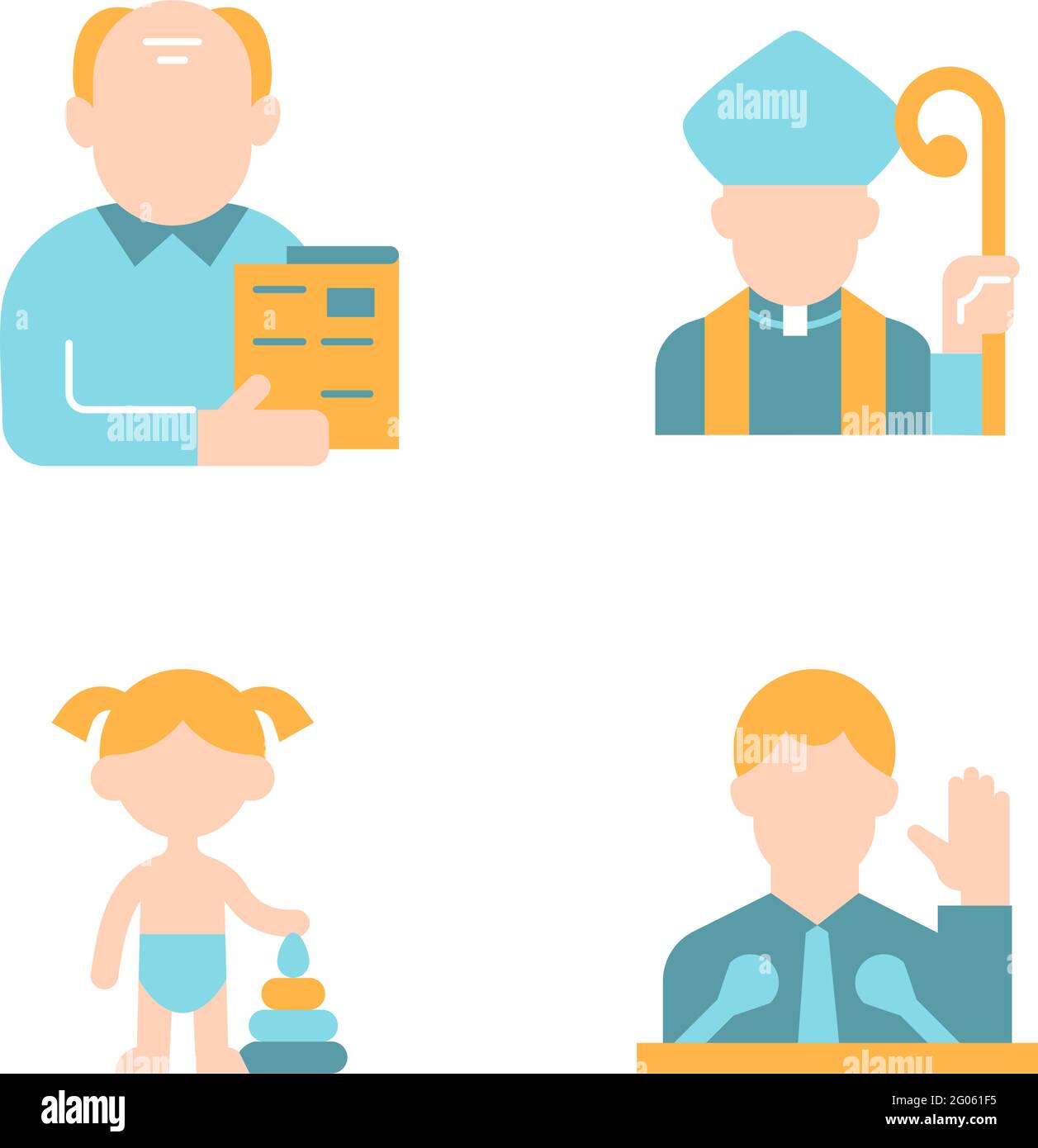 Gruppo di social network formato da icone vettoriali a colori piatti Illustrazione Vettoriale