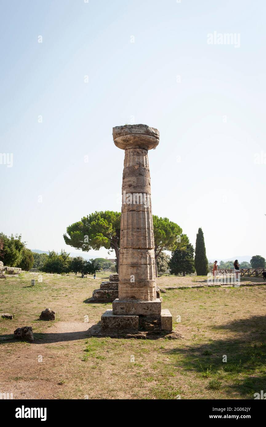 Area archeologica di Paestum, UNESCO; Patrimonio dell'Umanità, provincia di Salerno, Campania, Italia, Europa Foto Stock