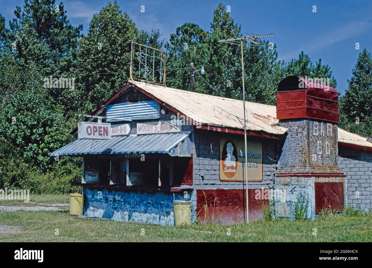 1990 America - Moody's Bar-B-Q, Route 17, Woodbine, Georgia 1990 Foto Stock