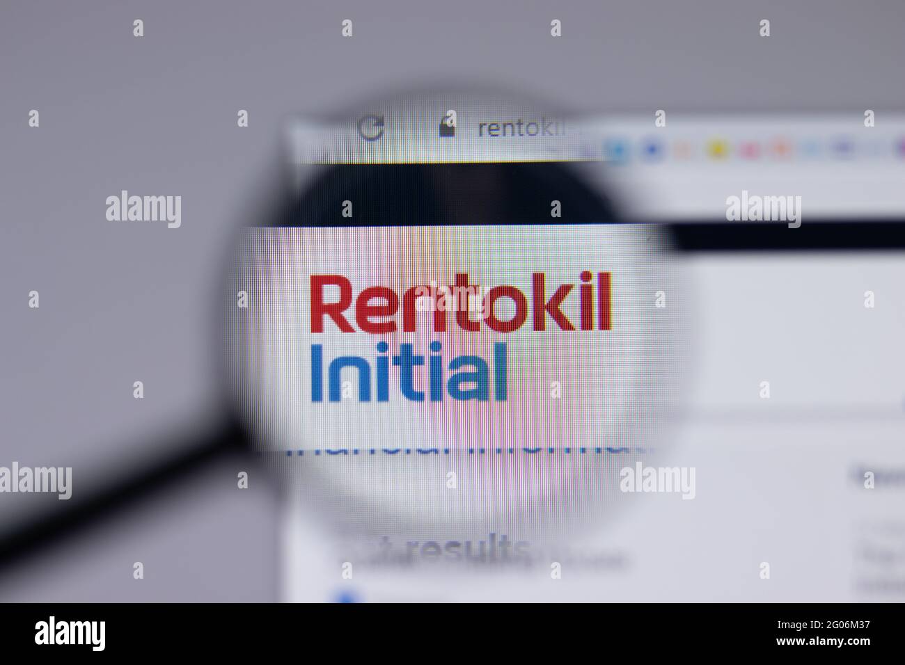 Los Angeles, California, USA - 1 giugno 2021: Rentokil primo logo o icona sulla pagina del sito web, Editoriale illustrativo Foto Stock