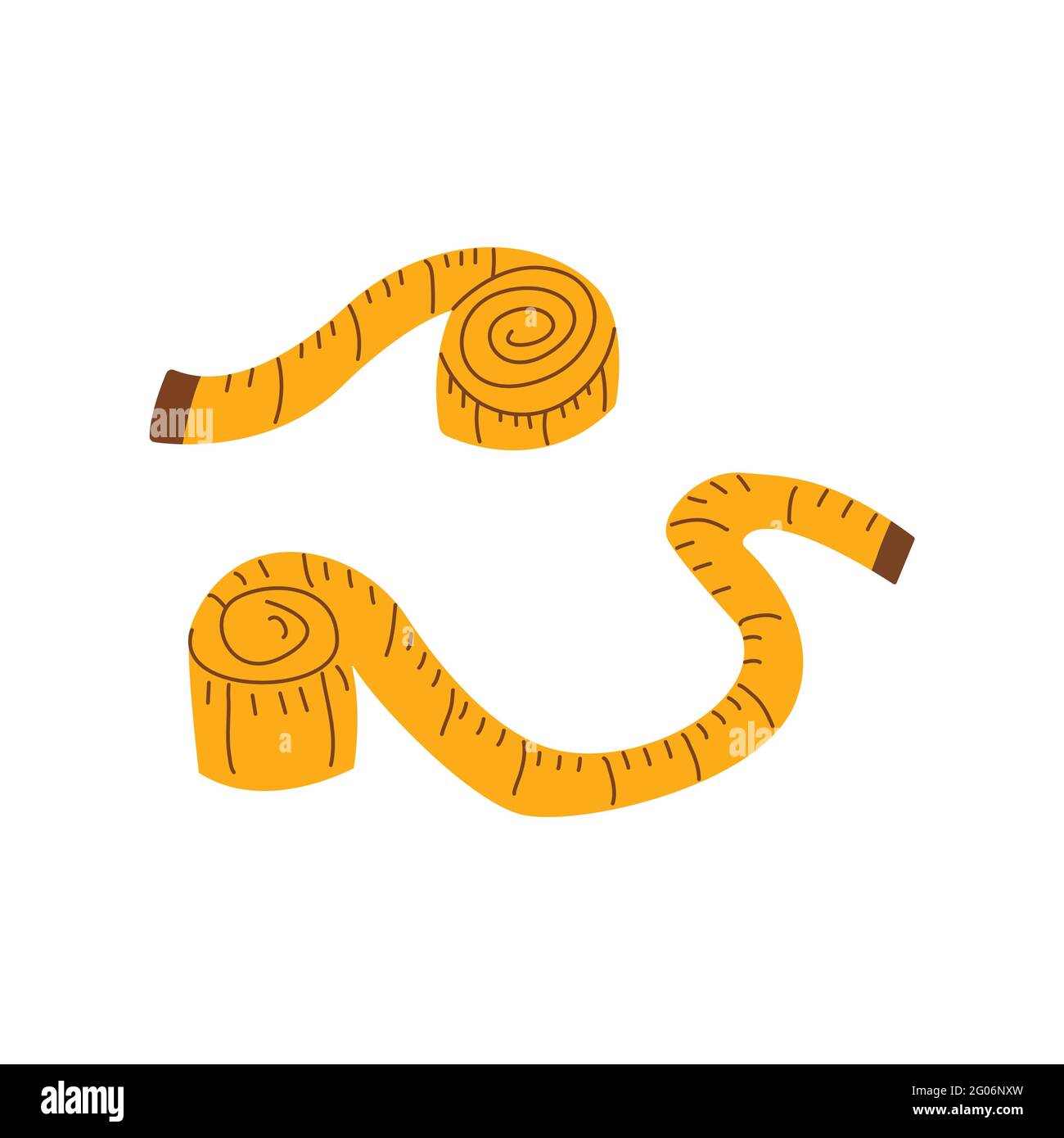 Set di centimetri. Nastro di misurazione. Illustrazione vettoriale colorata in stile disegnato a mano isolato Illustrazione Vettoriale