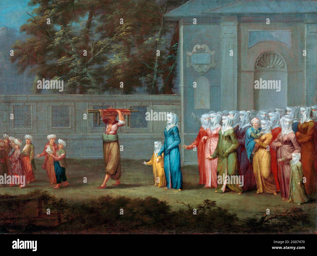 Il primo giorno di scuola di Jean Baptiste Vanmour (1671-1737), olio su tela, c.. 1720-1737 Foto Stock