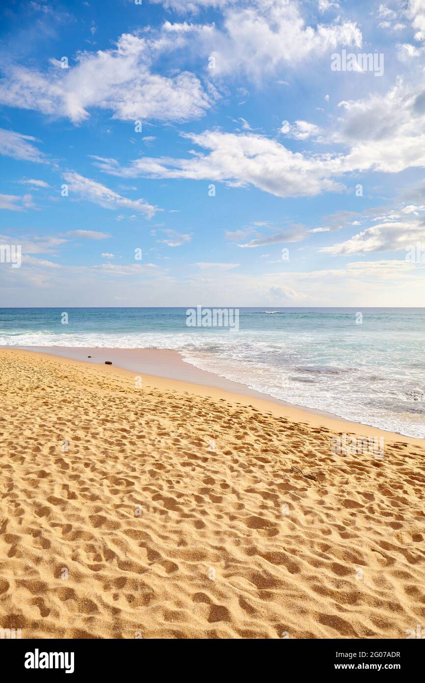 Spiaggia tropicale incontaminata, concetto di vacanza estiva. Foto Stock