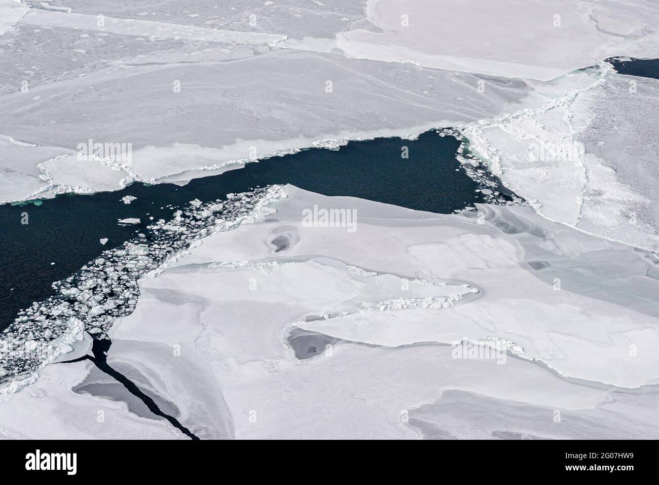 HSUS Photoshoot marzo 2006, salvare il campain foche sul ghiaccio galleggianti a nord dell'isola del Principe Edoardo, a nord-est al largo delle isole Magdalen, Golfo di Saint Lawre Foto Stock