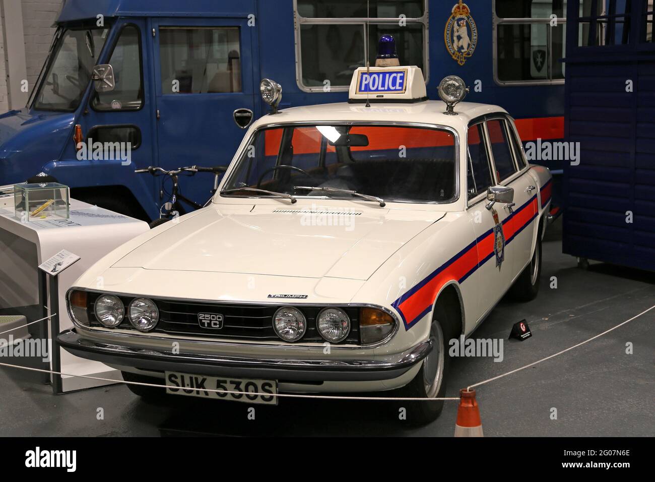 Triumph 2500TC Police Car (1977), Coventry Transport Museum, Millennium Place, Coventry, West Midlands, Inghilterra, Gran Bretagna, Regno Unito, Europa Foto Stock