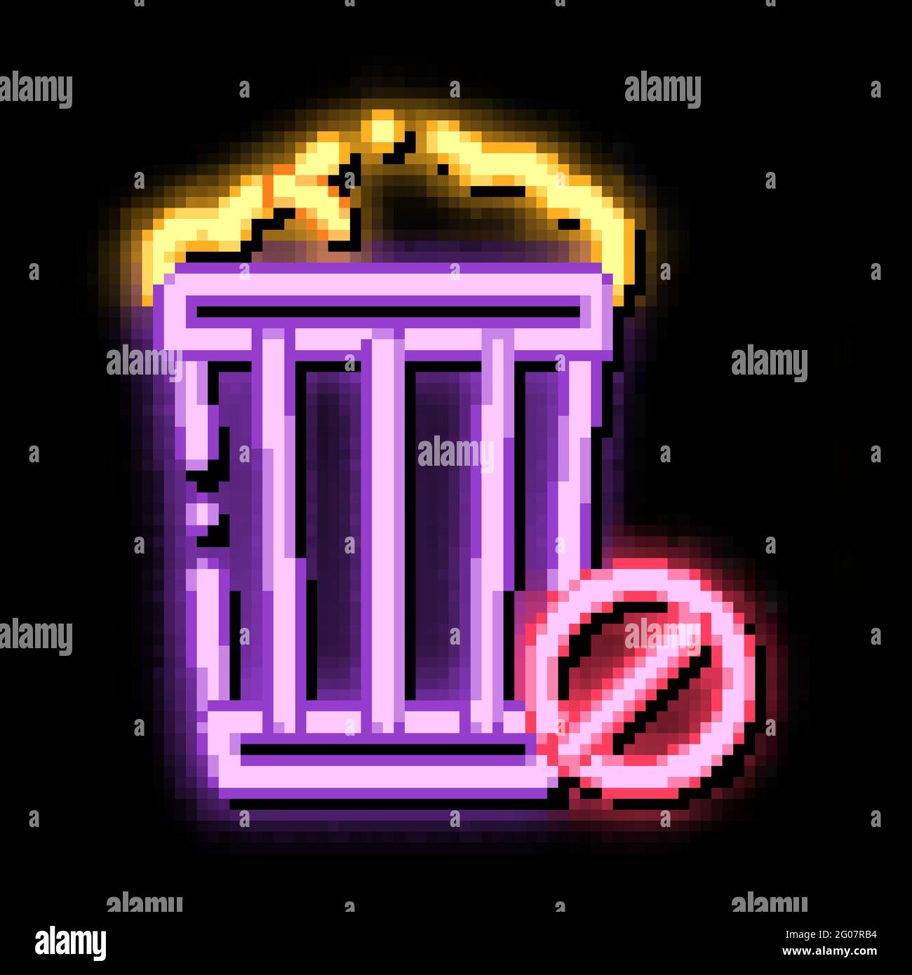 Immagine dell'icona del bagliore al neon del cestino Illustrazione Vettoriale