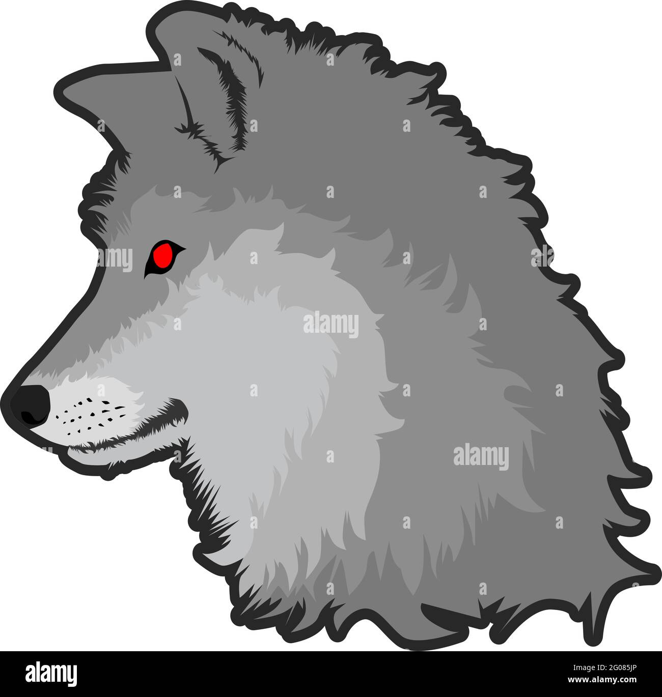 Testa di un'illustrazione vettoriale del lupo isolata su sfondo bianco Illustrazione Vettoriale