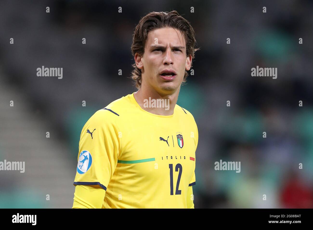 Lubiana, Slovenia, 31 maggio 2021. Marco Carnesecchi d'Italia reagisce durante la partita UEFA U21 Championships 2021 allo Stadion Stoczicw di Lubiana. L'immagine di credito dovrebbe essere: Jonathan Moscop / Sportimage Foto Stock