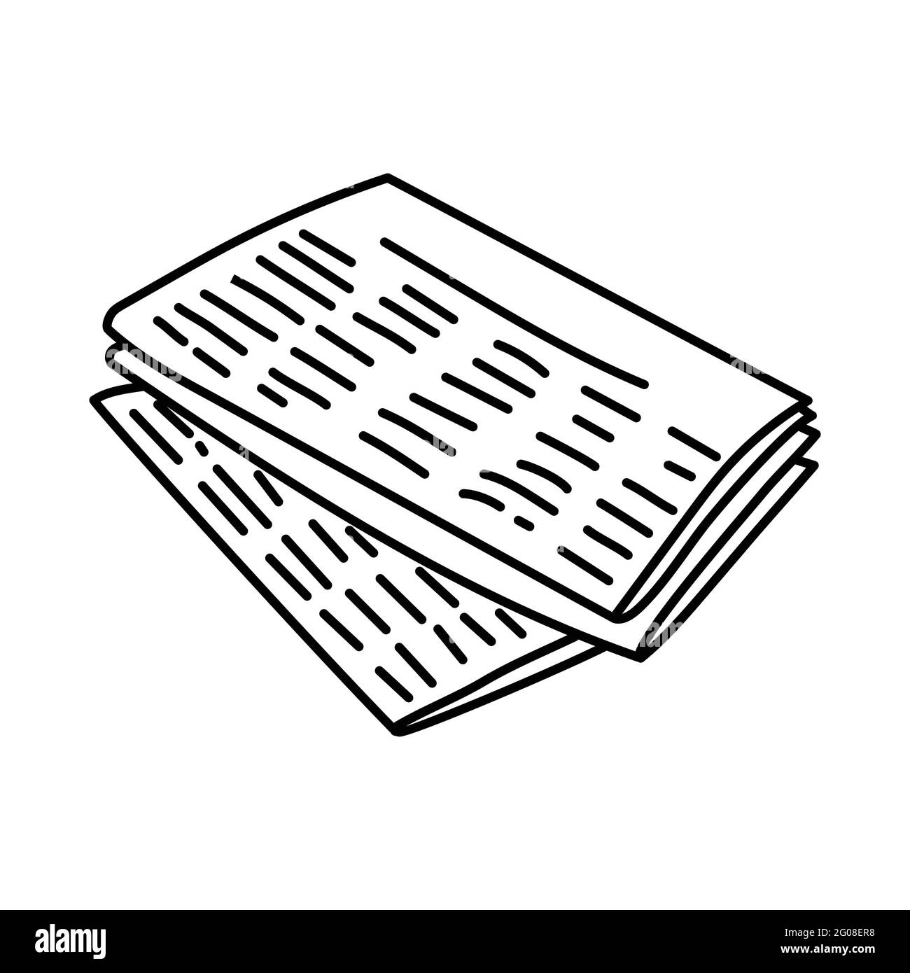 Giornale come Telecommunication Equipment disegnata a mano Icon Set Vector. Illustrazione Vettoriale