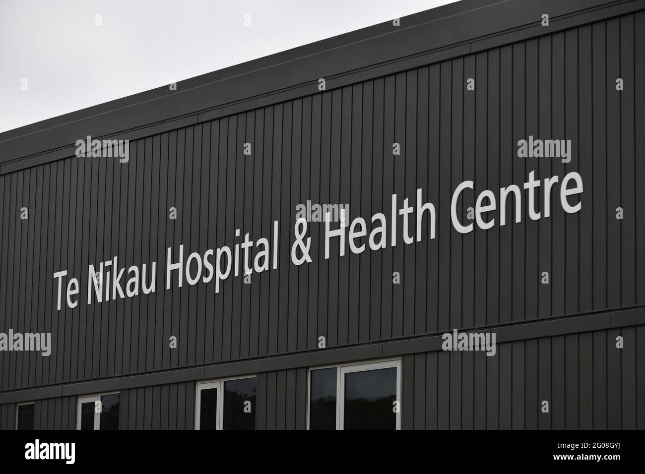 GREYMOUTH, NUOVA ZELANDA, 7 gennaio 2021: Segnaletica per il nuovo ospedale e centro sanitario te Nikau di Greymouth, Nuova Zelanda, 7 gennaio 2021 Foto Stock