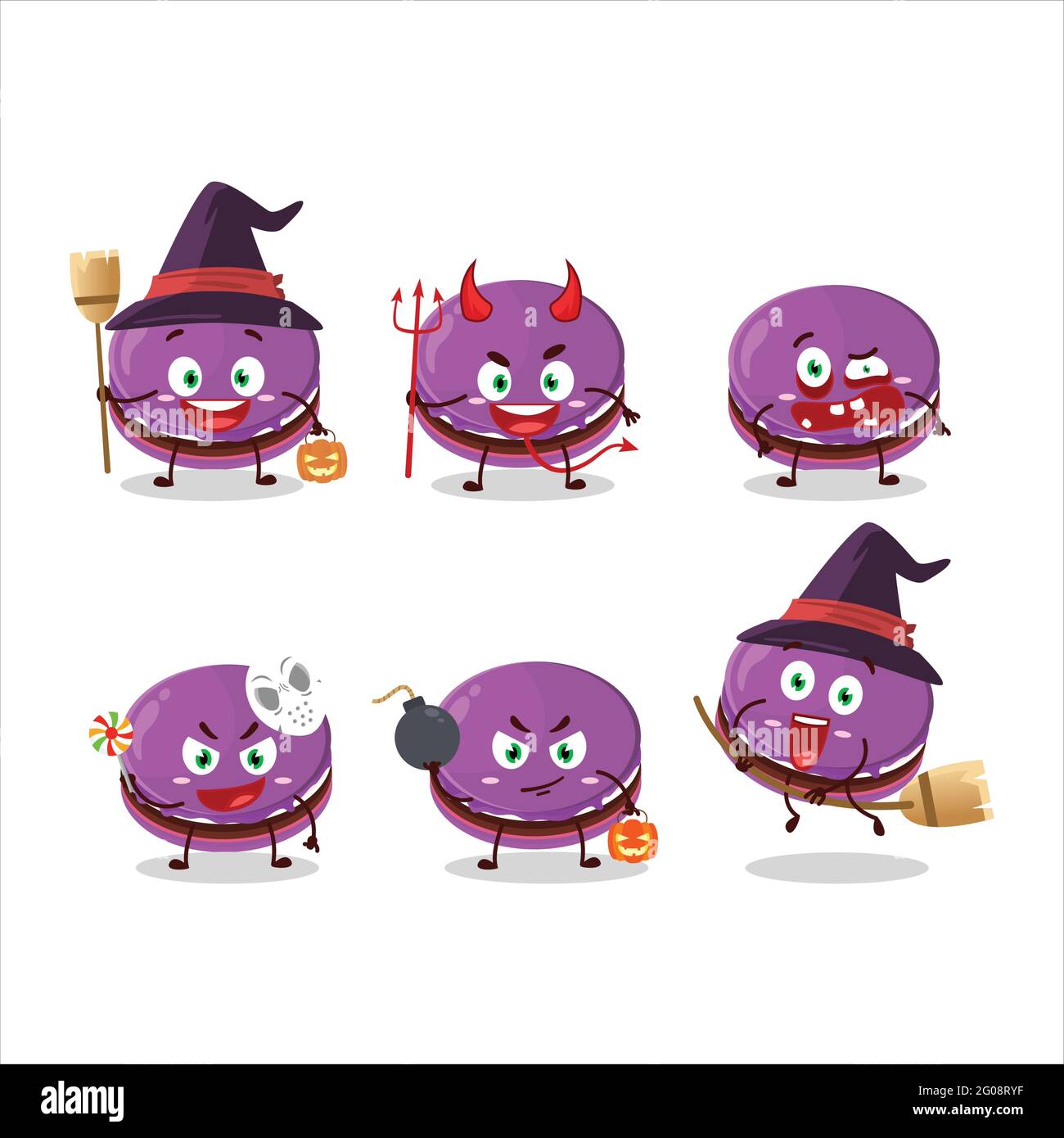 Halloween espressione emoticon con cartoon carattere di uva dorayaki. Illustrazione vettoriale Illustrazione Vettoriale