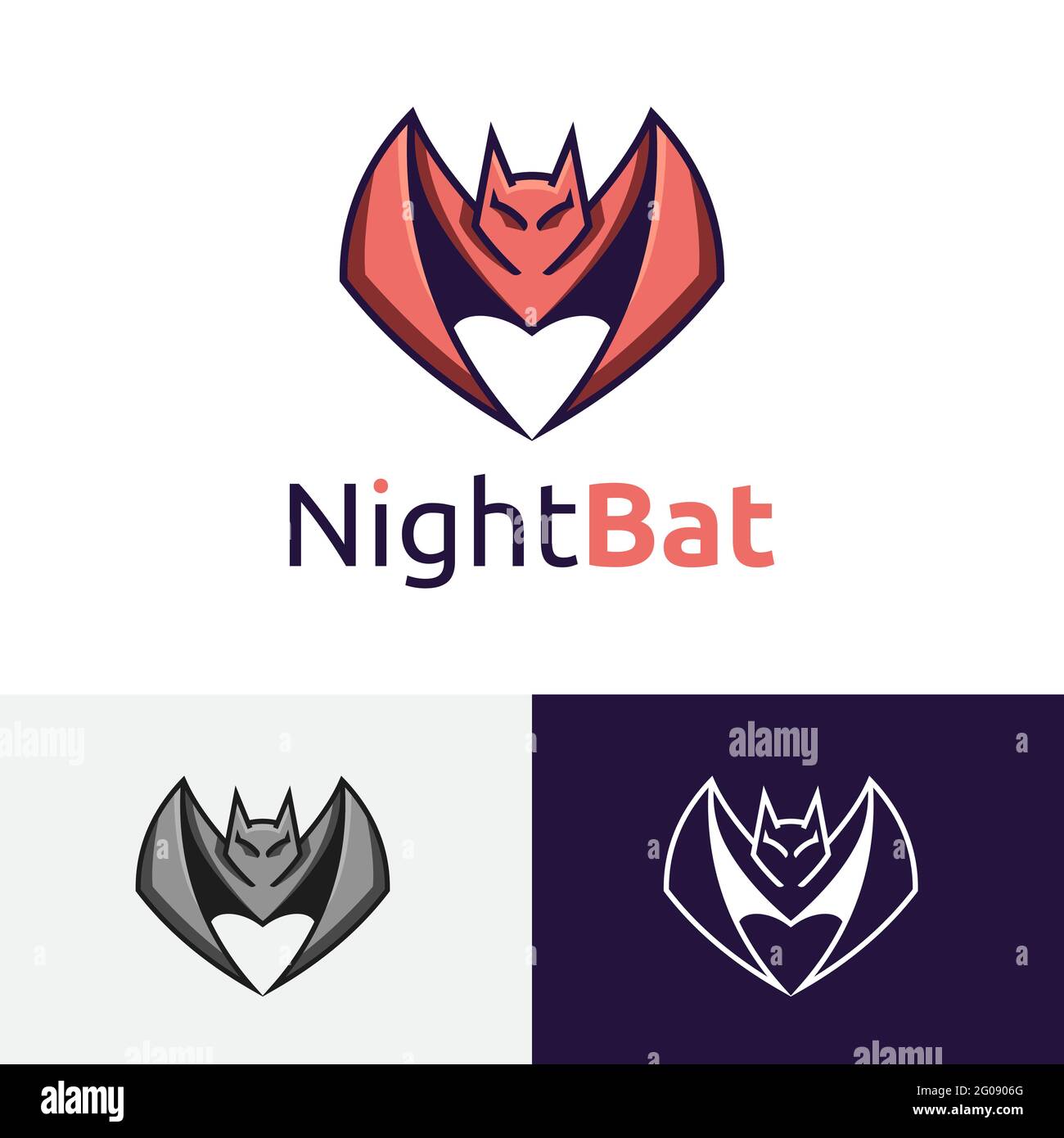 Simbolo del logo del Fun Animal Games di Night Bat Flying Animal Illustrazione Vettoriale