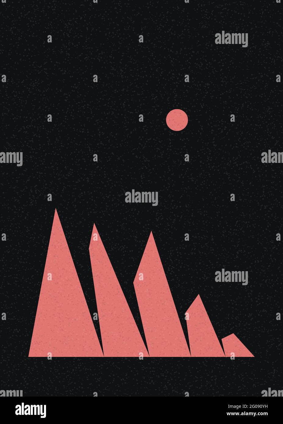 Illustrazione generativa di poster con silhouette delle Geometric Mountains Illustrazione Vettoriale