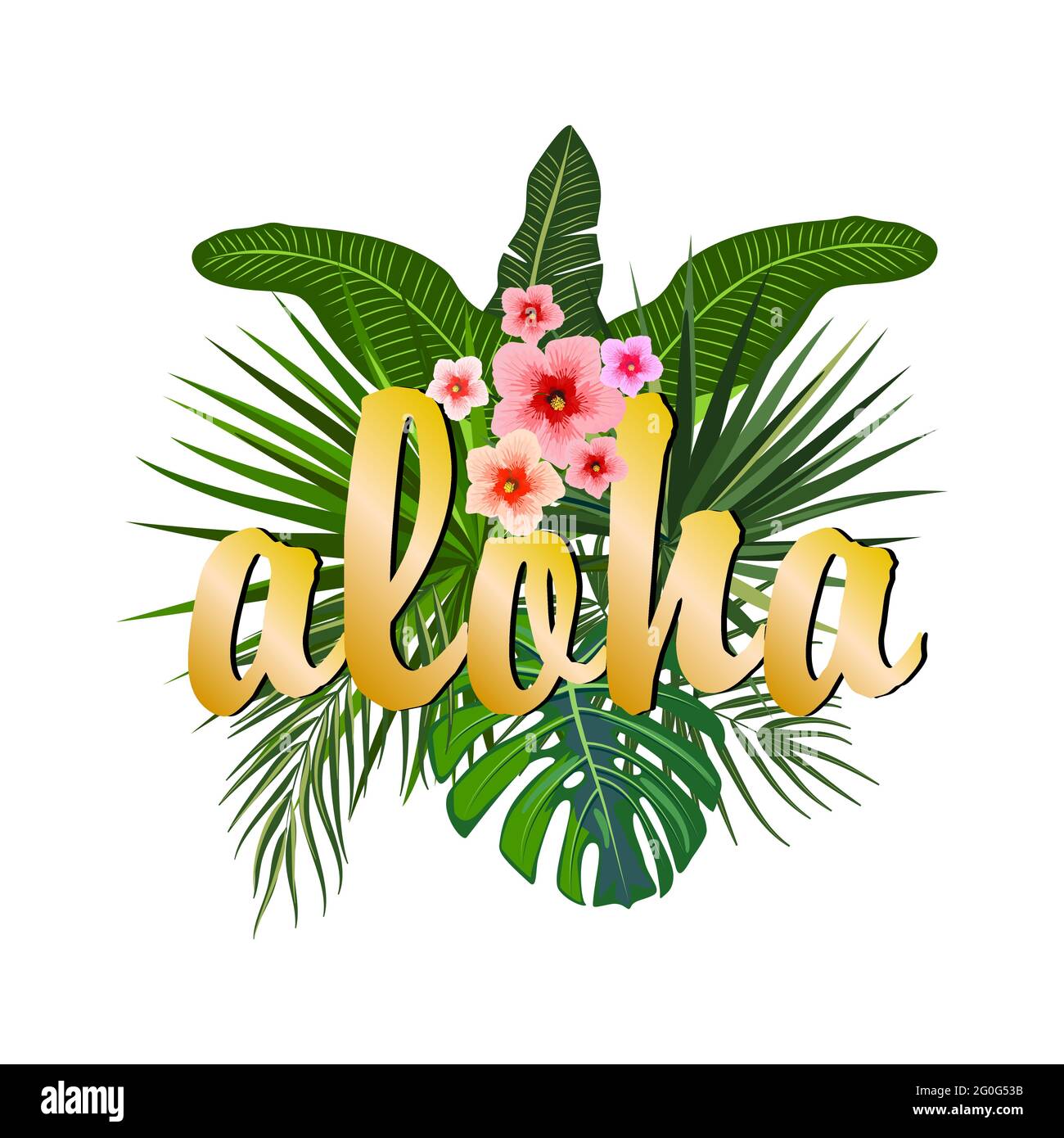 Aloha Hawaii. Design Aloha T-Shirt. Miglior design creativo per poster, volantini, presentazioni. Sfondo vettoriale. Illustrazione Vettoriale