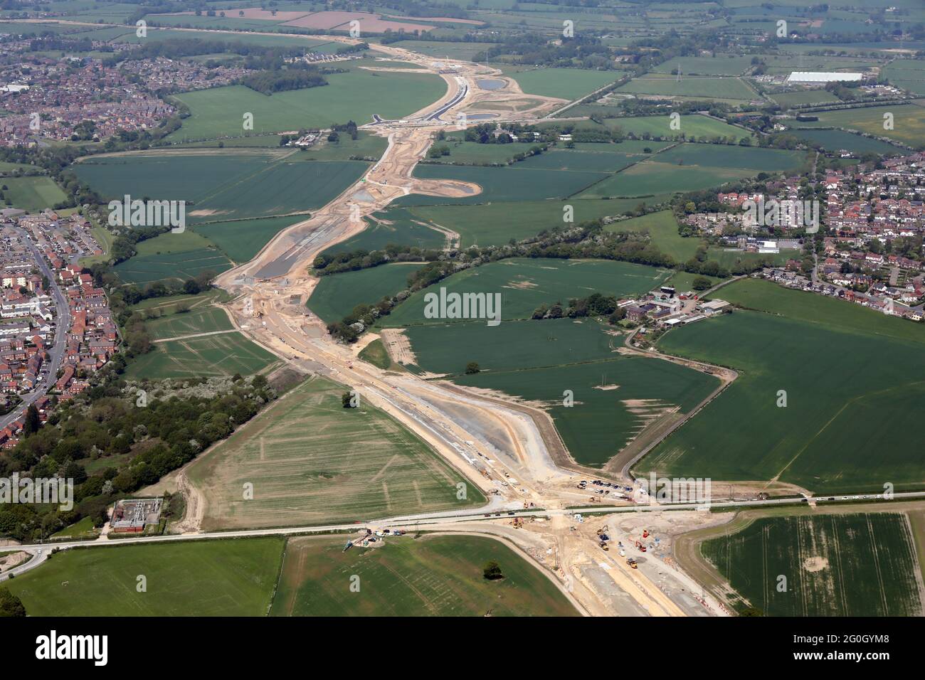 Vista aerea della circonvallazione di Leeds Orbital in costruzione, giugno 2021 Foto Stock