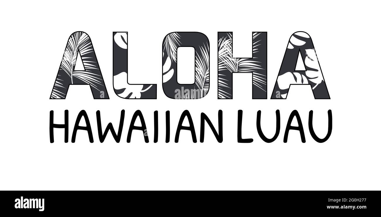 Scritta Aloha Hawaii. Design Aloha T-Shirt. Miglior design creativo per poster, volantini, presentazioni. Sfondo vettoriale. Illustrazione Vettoriale