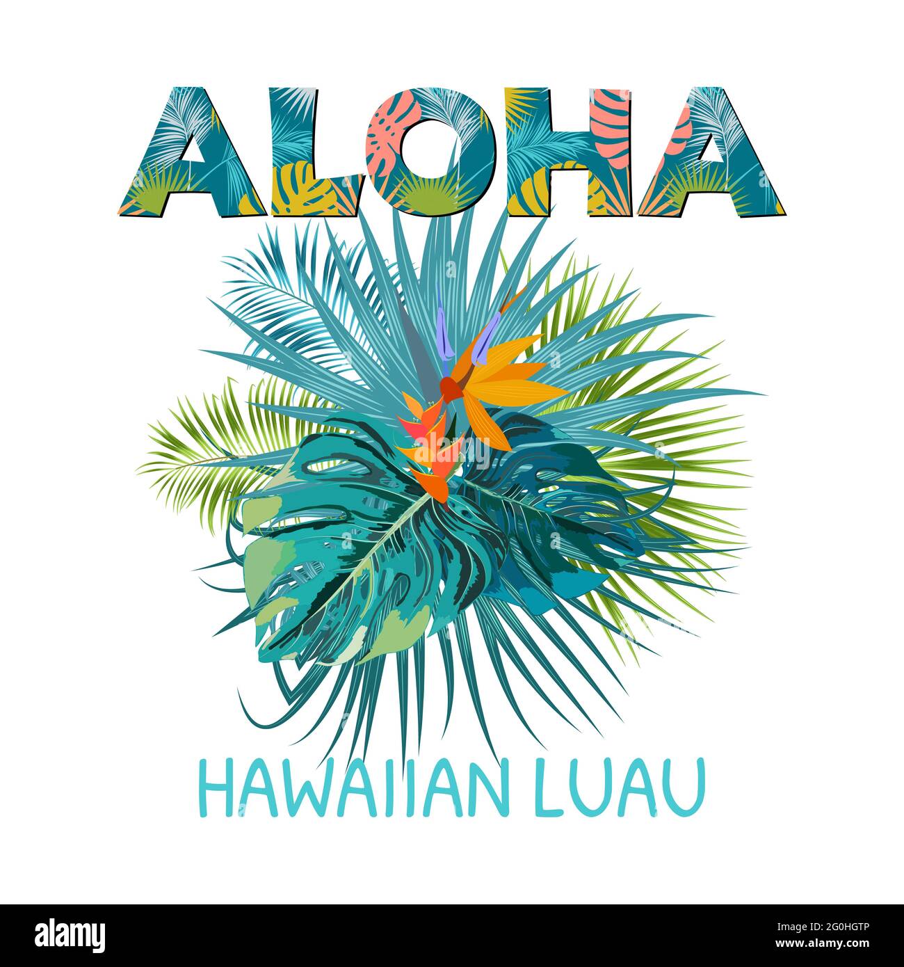 Aloha Hawaii. Design Aloha T-Shirt. Miglior design creativo per poster, volantini, presentazioni. Sfondo vettoriale. Illustrazione Vettoriale