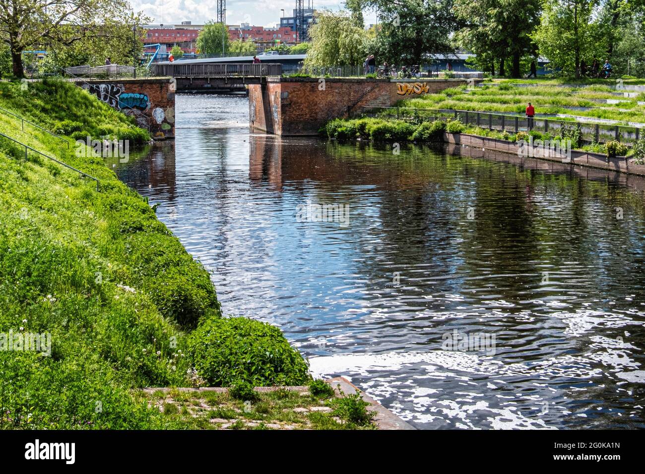 La foce del fiume Panke e il porto di Nordhafen del canale navale  Berlin-Spandau a Wedding, Berlino, Germania Foto stock - Alamy