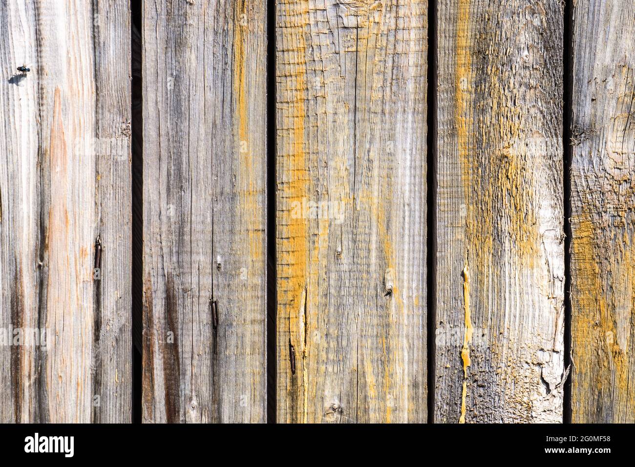 Sfondo con struttura in legno, verniciato giallo Foto Stock