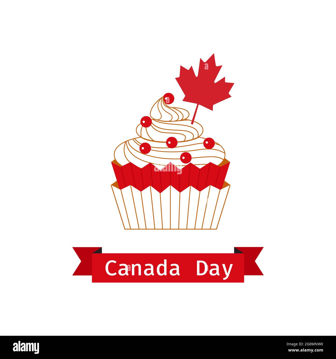 Canada Day Cupcake con foglia di acero rosso Illustrazione Vettoriale