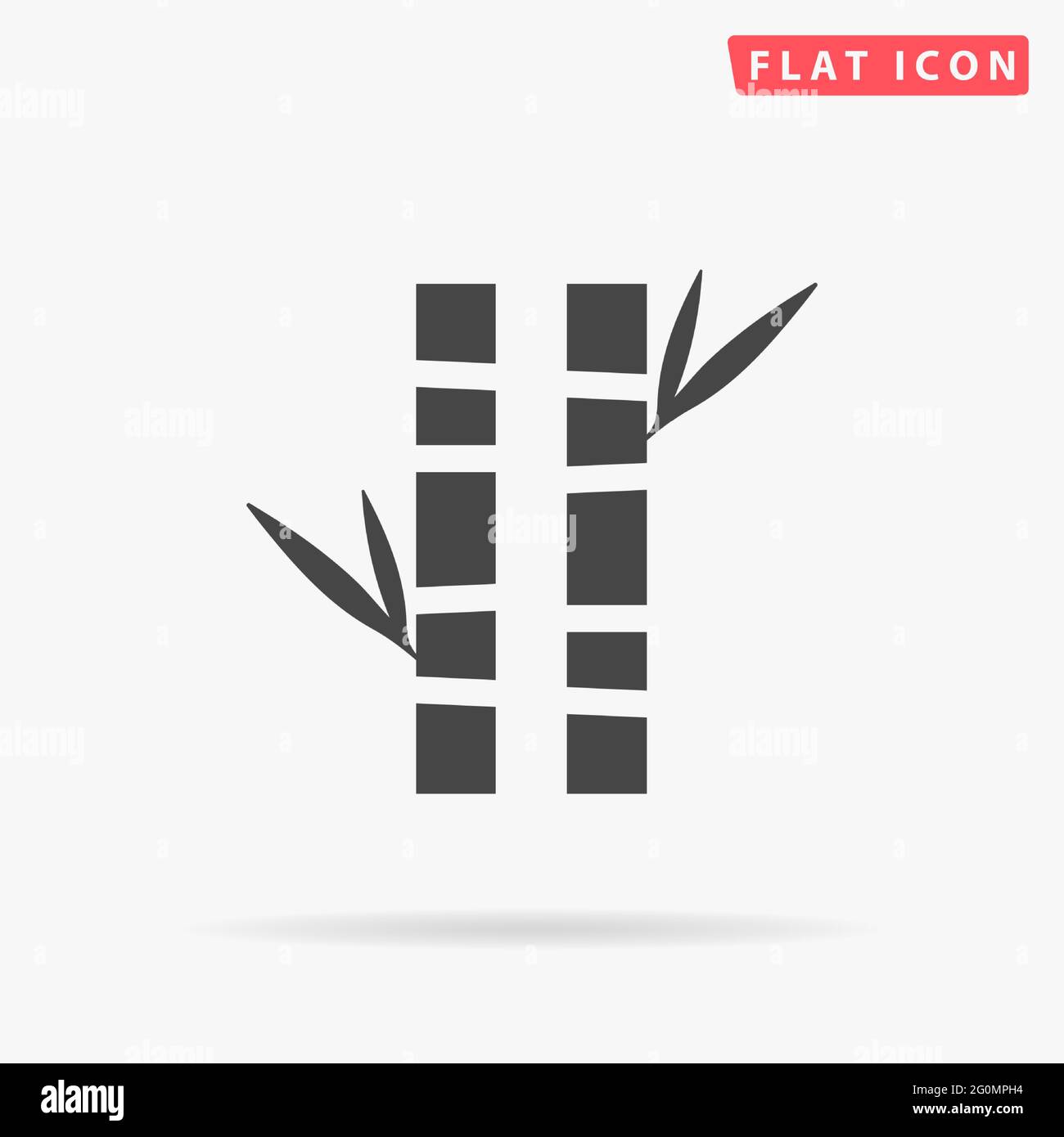 Icona vettore piatto albero di bambù. Illustrazioni di design disegnate a mano. Illustrazione Vettoriale