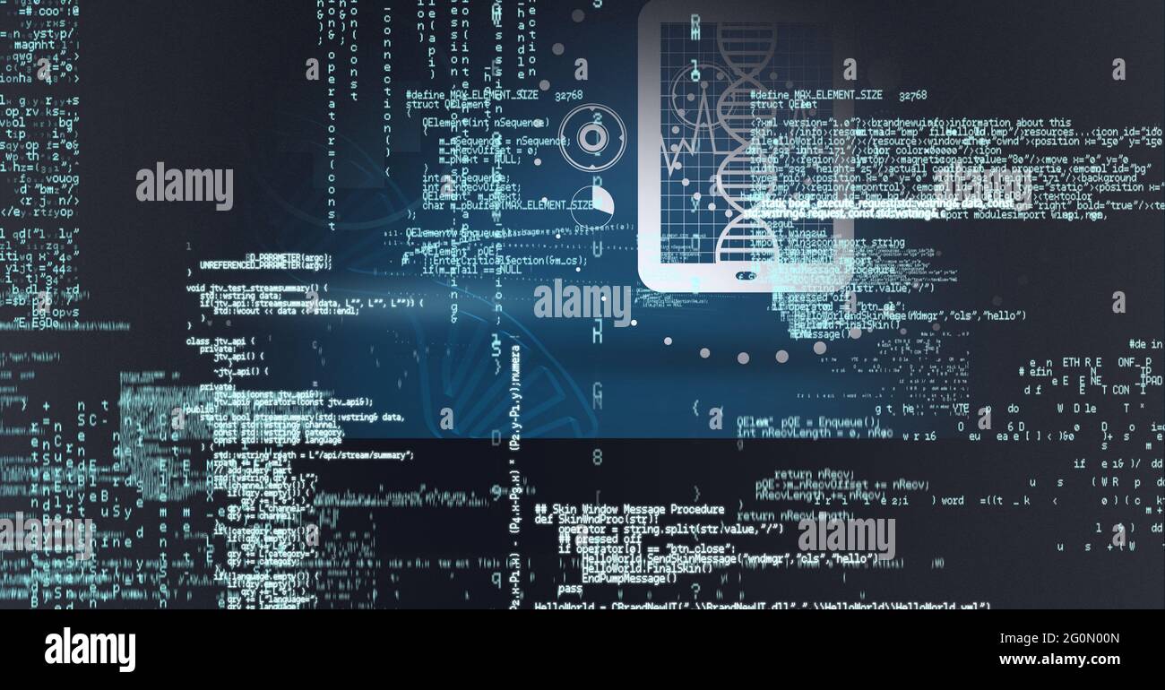Composizione del filamento di dna e trattamento dei dati scientifici Foto Stock