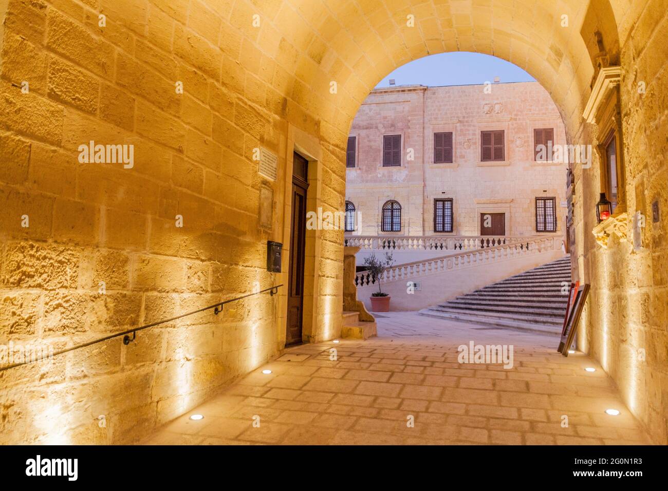 Ingresso alla Cittadella, alla cittadella di Victoria, all'isola di Gozo, a Malta Foto Stock