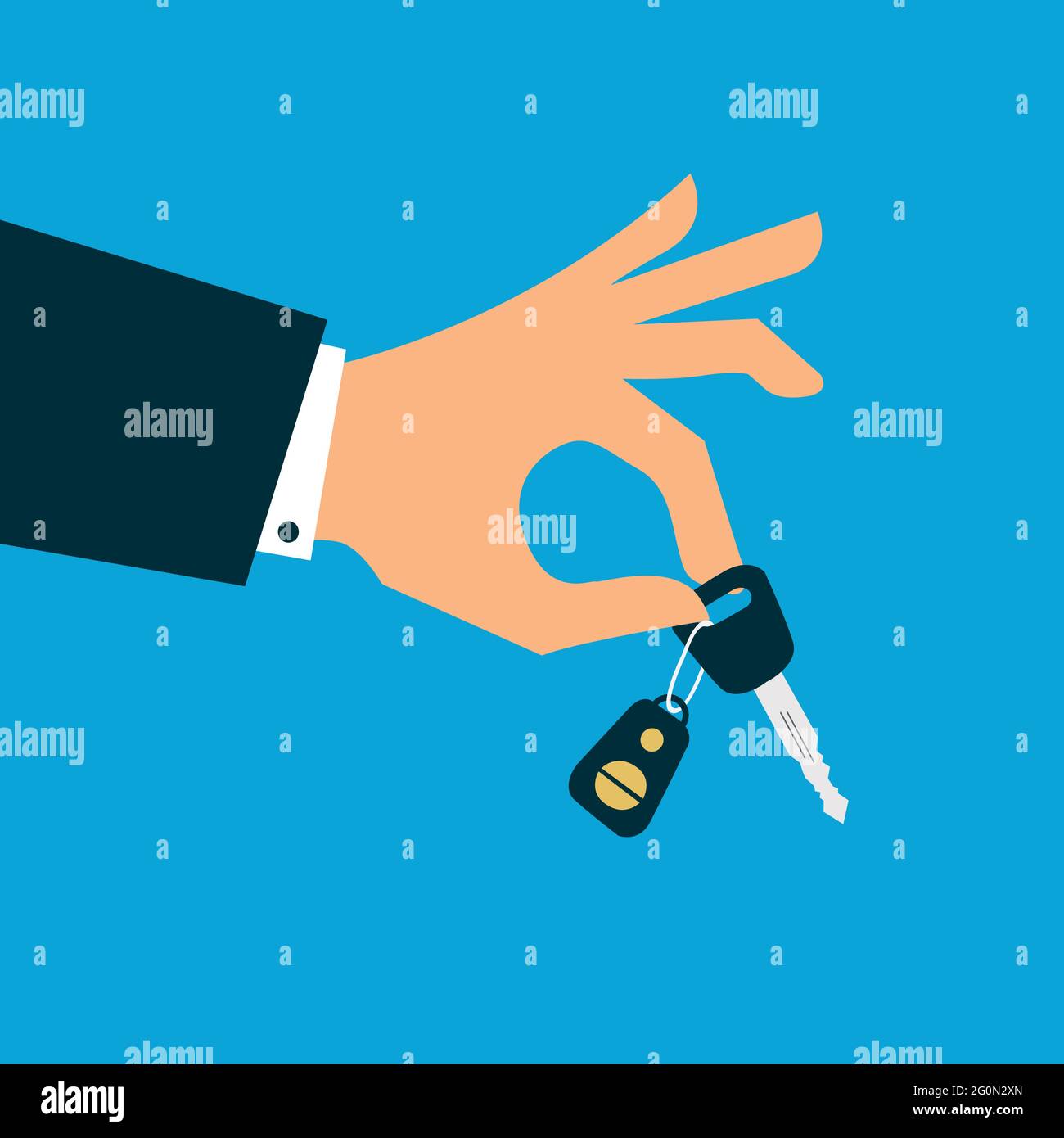 Tenere a mano le chiavi dell'auto con catena. Vettore Illustrazione Vettoriale