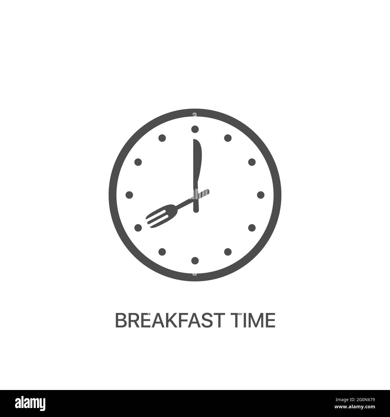 Icona del vettore dell'ora della colazione ora del cibo sull'orologio Illustrazione Vettoriale